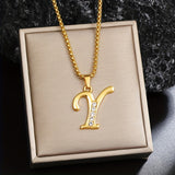 Collier initiale en cristal | Or