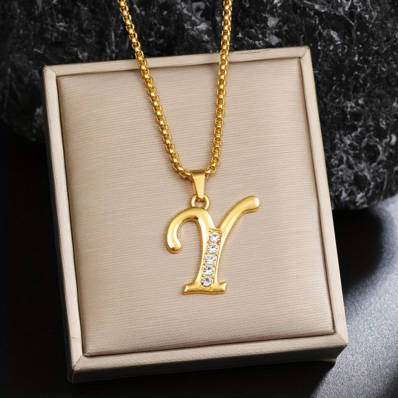 Collier initiale en cristal | Or