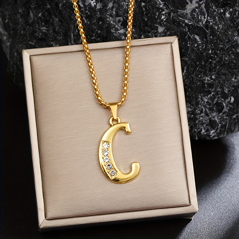 Collier initiale en cristal | Or