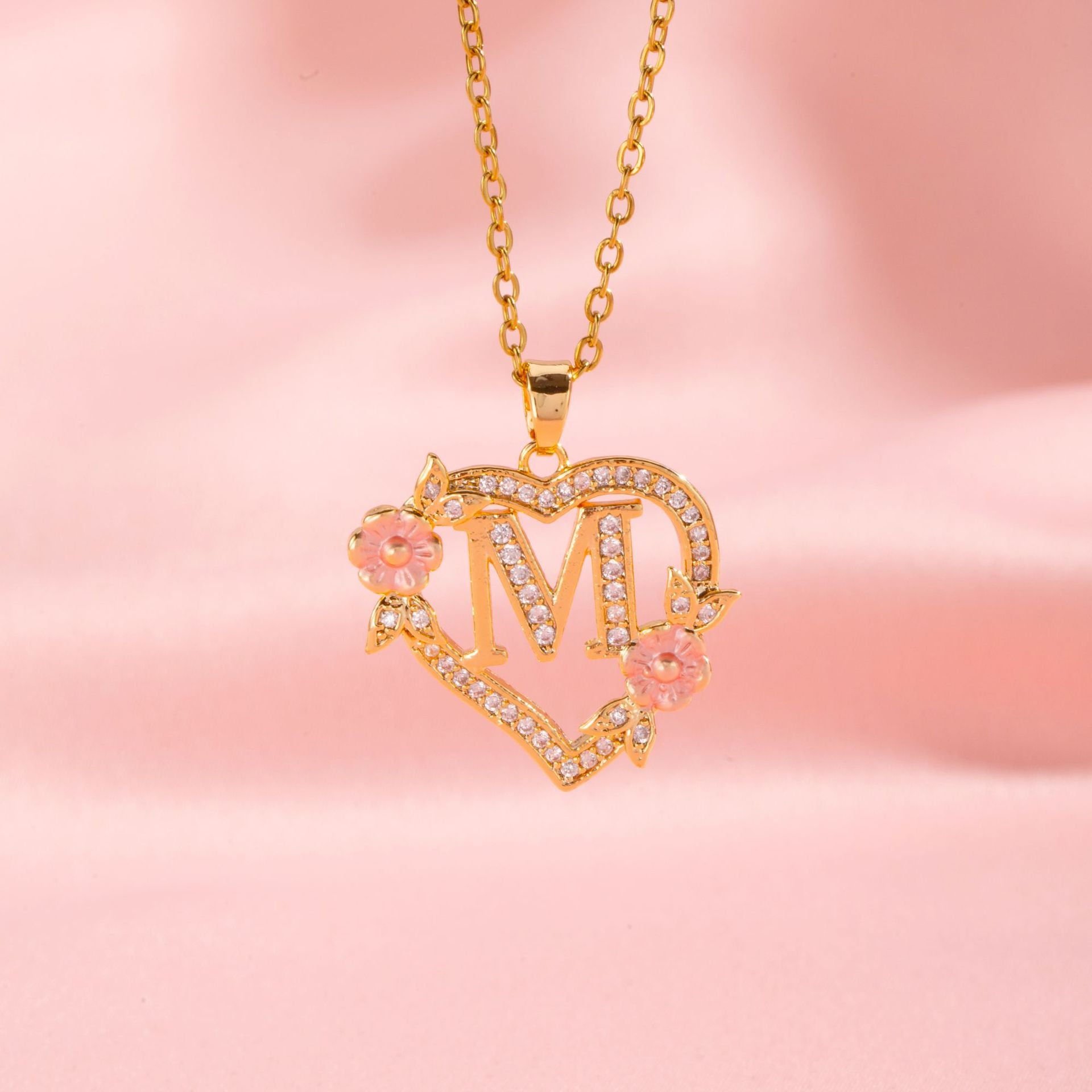 Collier initiale charme floral | Or