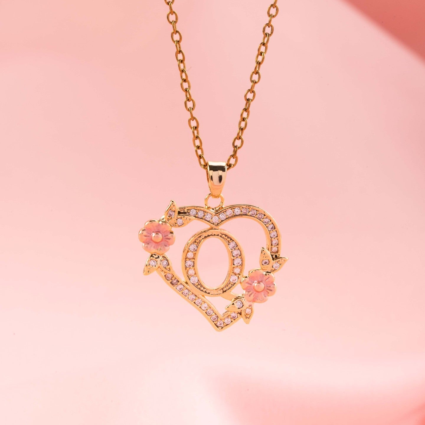 Collier initiale charme floral | Or