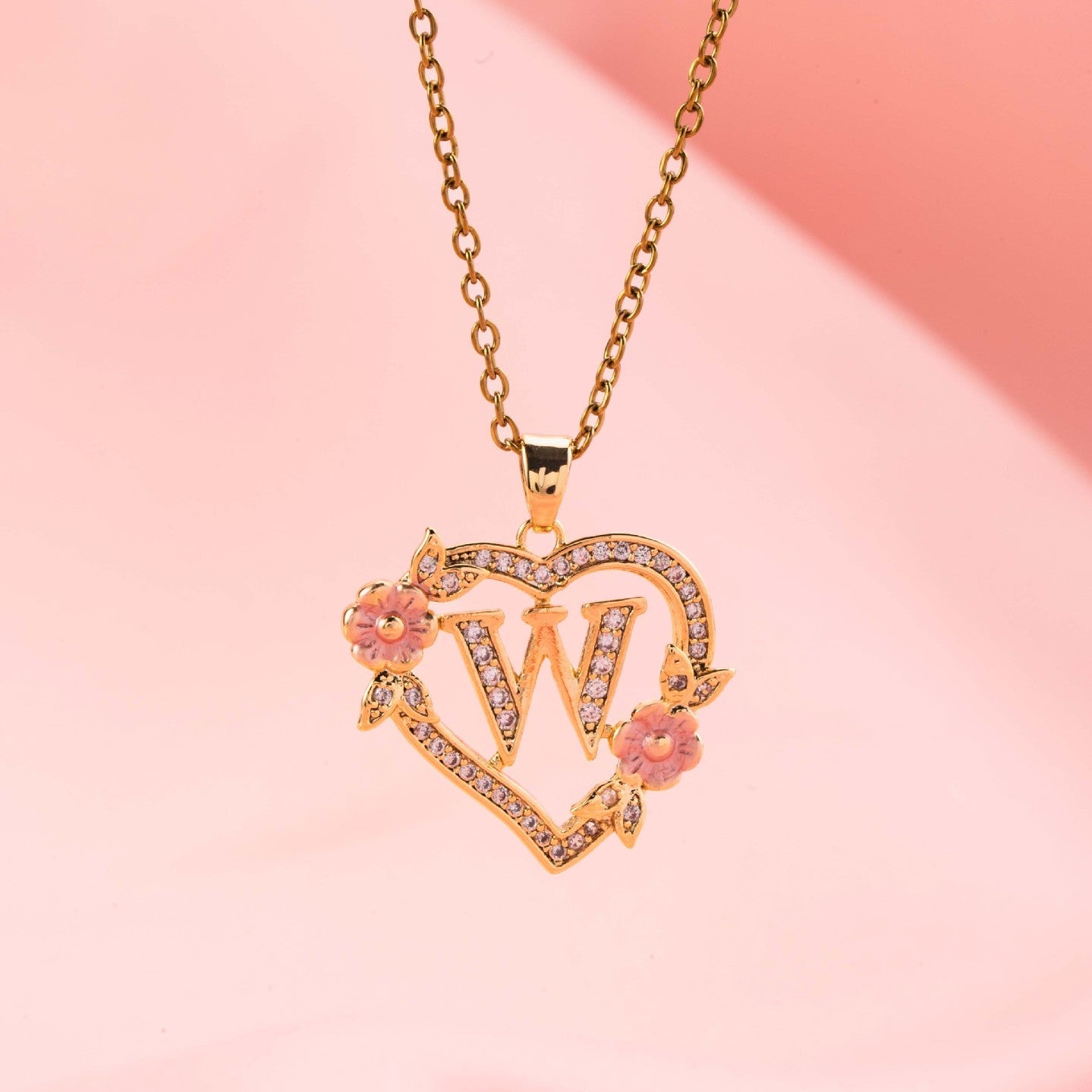 Collier initiale charme floral | Or