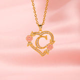 Collier initiale charme floral | Or