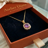 Collier pavé carré en améthyste | Or