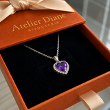 Collier radiance coeur améthyste | Or blanc