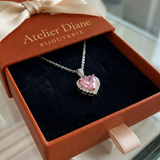 Collier radiance cœur rose | Or blanc