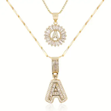 Collier avec lettre initiale en pavé | Or