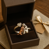 Bague pour Chiens en Argent Sterling 925 Faits à la Main avec Zirconia en Forme de Cœur – Taille Réglable