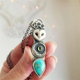 Collier en Barre avec Hibou Turquoise de Sagesse