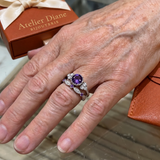 Ensemble de bagues violette couronne | Or blanc