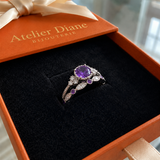 Ensemble de bagues violette couronne | Or blanc