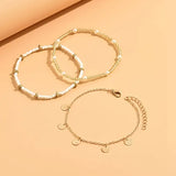 Ensemble de 3 bracelets de cheville superposés, charme côtier | Or