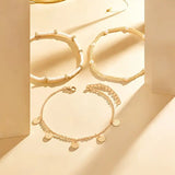 Ensemble de 3 bracelets de cheville superposés, charme côtier | Or