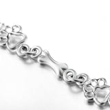 Bracelet en Argent Pur Édition Limitée avec Charme en Forme de Patte de Chien et d'Os