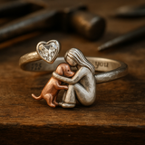 Bague pour Chiens en Argent Sterling 925 Faits à la Main avec Zirconia en Forme de Cœur – Taille Réglable