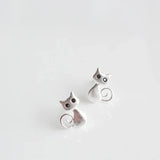 Boucles d'Oreilles en Argent en Forme de Chat