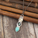 Collier en Barre avec Hibou Turquoise de Sagesse
