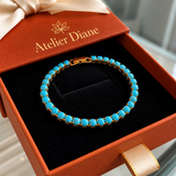 Bracelet de tennis rond turquoise | Or