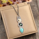 Collier en Barre avec Hibou Turquoise de Sagesse