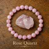Bracelet en Quartz Rose pour l'Amour, l'Amour de Soi et la Guérison Émotionnelle