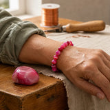 Bracelet en Agate Rose pour l'Amour, Guérison Émotionnelle et Confort