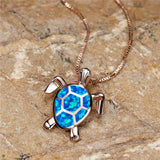 Pendentif Tortue en Opale de Feu Vert Vintage en Or