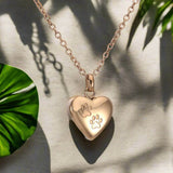 Collier Mémorial pour Animaux de Compagnie – Pendentif en Forme de Cœur avec Gravure de Patte