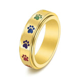 Bague Antistress Rotative – Acier Inoxydable avec Pattes Arc-en-Ciel