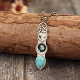 Collier en Barre avec Hibou Turquoise de Sagesse