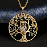 Collier Arbre de Vie avec Hibou Doré