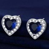 Boucles d'oreilles Saphir-Cœur