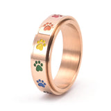 Bague Antistress Rotative – Acier Inoxydable avec Pattes Arc-en-Ciel