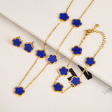 Ensemble trèfle : bracelet, collier et boucles d'oreilles | Or