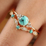 Ensemble de bagues couronne turquoise Aureva | Or