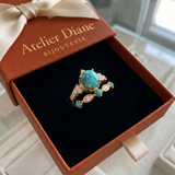 Ensemble de bagues couronne turquoise Aureva | Or