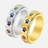 Bague Antistress Rotative – Acier Inoxydable avec Pattes Arc-en-Ciel