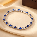 Bracelet en lien floral en saphir argenté