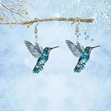 Boucles d'oreilles en forme de Colibri Bleu en Cristal