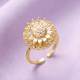 BAGUE DE TOURNESOL CHARMANTE EN ZIRCON - (RÉGLABLE)