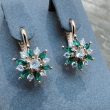 BOUCLES D'OREILLES ÉMERAUDE EN FLEUR