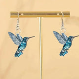 Boucles d'oreilles en forme de Colibri Bleu en Cristal
