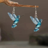 Boucles d'oreilles en forme de Colibri Bleu en Cristal