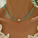 Collier Minimal en Turquoise et Perles