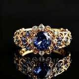 Bague de déclaration ornée en bleu royal avec gemme et diamant