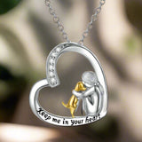 Collier en Argent Sterling 925 – Design en Cœur et Chien avec Zirconia