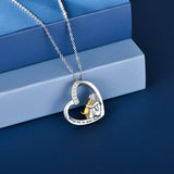 Collier en Argent Sterling 925 – Design en Cœur et Chien avec Zirconia