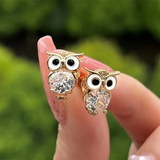 Boucles d'Oreilles en Verre Vintage en Forme de Hibou