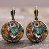 Boucles d'oreilles en forme de hibou en cristal vintage