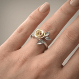 BAGUE ROSE JAUNE EN ARGENT