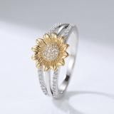 BAGUE DIAMANT SOLEIL EN OR ARGENT